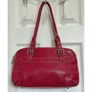 MX FASHION - EUC Faux Leather Croc-Embossed Long Handle Shoulder Bag in Red
